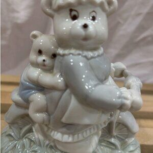Vintage "Chummy Bears" Jamestown China Mama & Baby Bear Bicycling